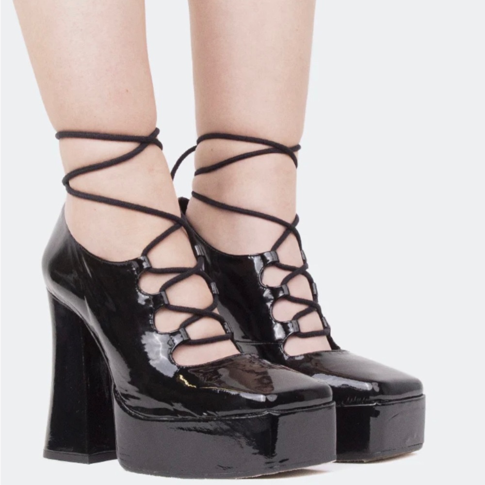 Lace up platform heels